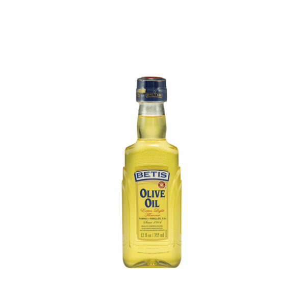 Caja de 12 botellas PET de 12 fl oz (355 ml) de aceite de oliva BETIS "sabor Extra Light"