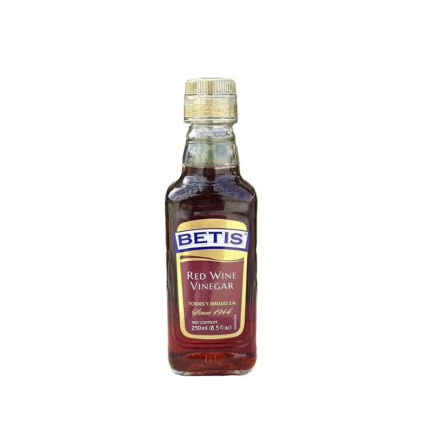 Caja de 12 botellas vidrio de 250 ml de vinagre de vino tinto BETIS