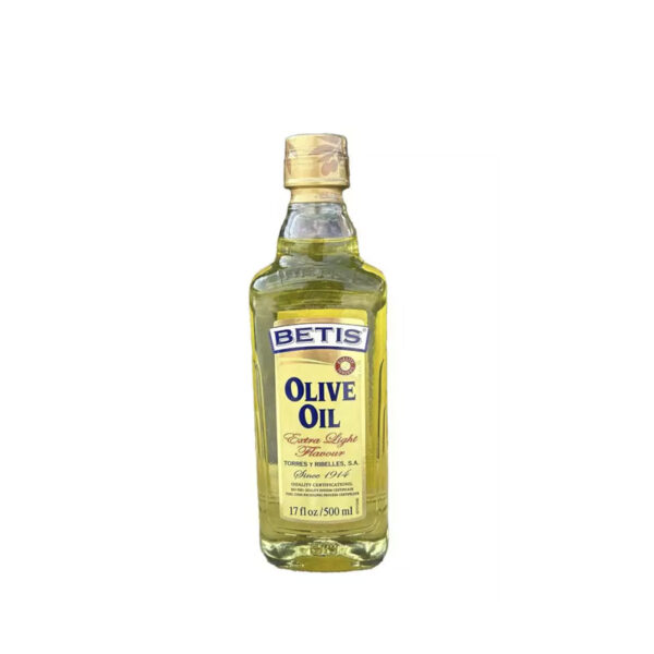 Caja de 12 botellas vidrio de 500 ml de aceite de oliva BETIS "sabor Extra Light"