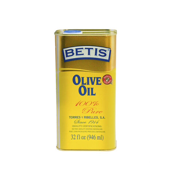 Caja de 12 latas de 1/4 Galon (946 ml) de aceite de oliva BETIS