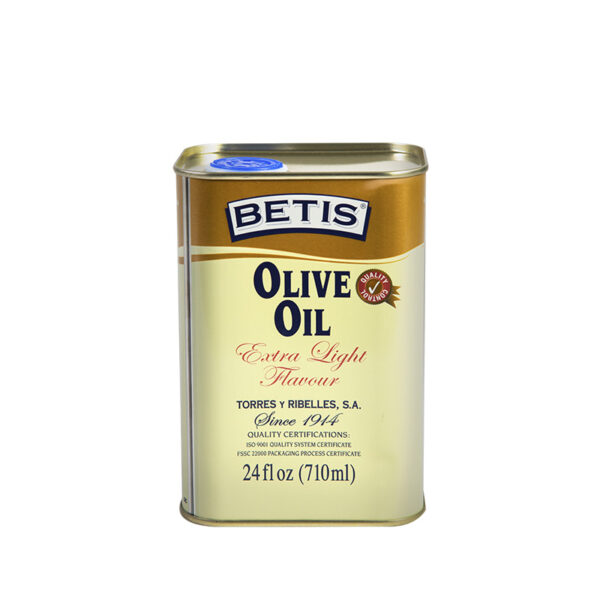 Caja de 12 latas de 24 fl oz (710 ml) de aceite de oliva BETIS “sabor Extra Light”