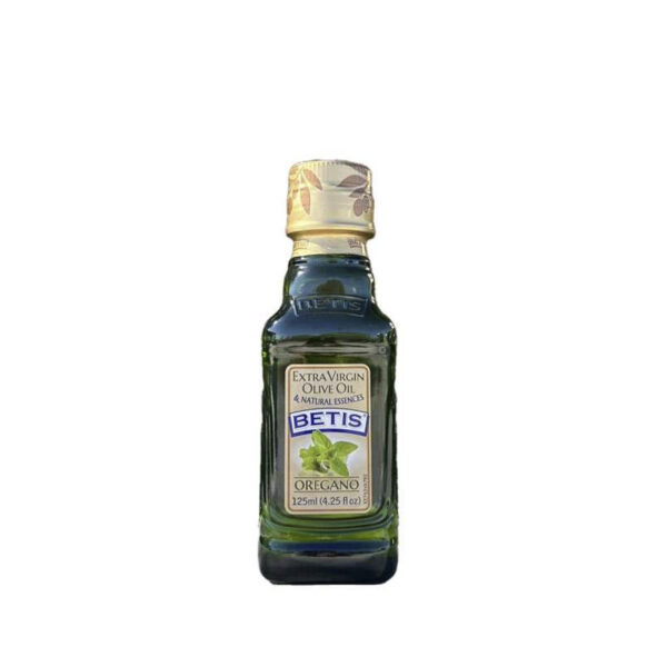 Caja de 24 botellas vidrio de 125 ml de aceite de oliva virgen extra BETIS y aromas natural de orégano