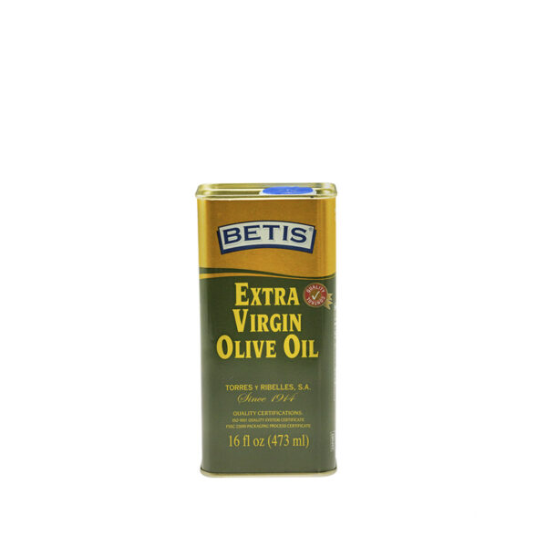 Caja de 25 latas de 1/8 Galon (473 ml) de aceite de oliva virgen extra BETIS
