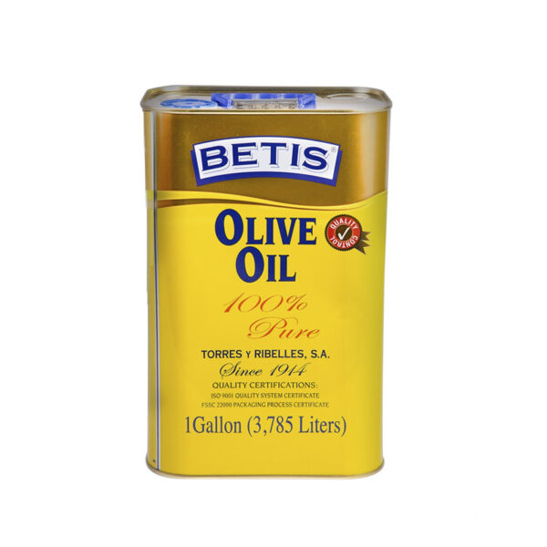 Caja de 4 latas de 1 Galon (3,785 L) de aceite de oliva BETIS