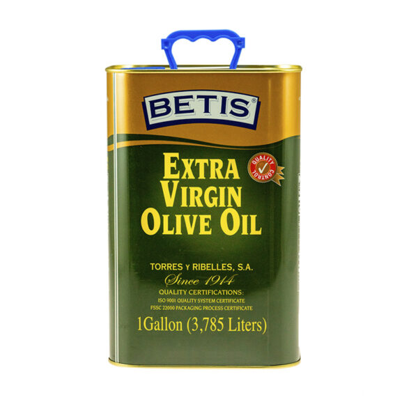 Caja de 4 latas de 1 Galon (3,785 L) de aceite de oliva virgen extra BETIS