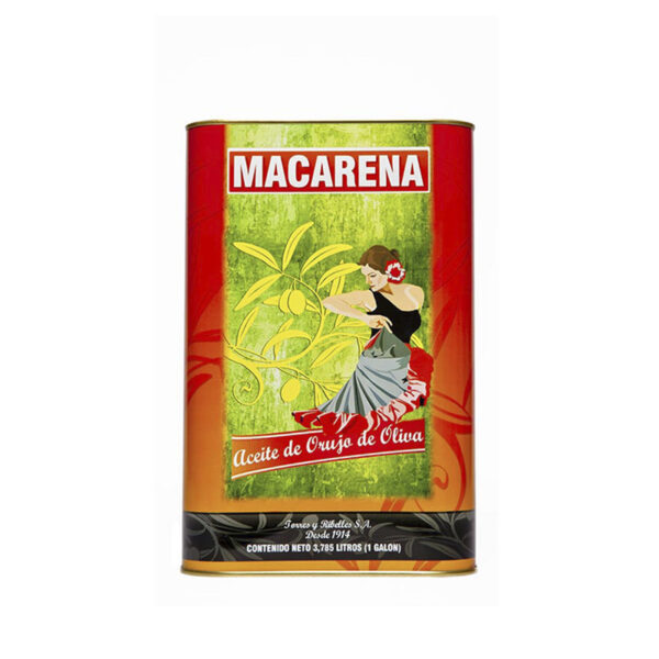 Caja de 4 latas de 1 Galon (3,785 L) de aceite de orujo de oliva MACARENA