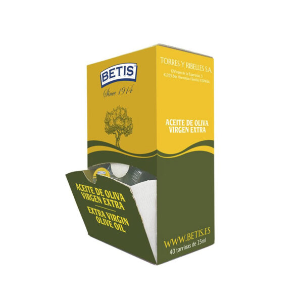 Caja de 6 cajas expositoras x 40 tarrinas de 15 ml de Aceite de Oliva Virgen Extra